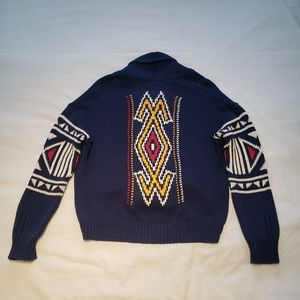 Golden by TNA Knit Cardigan Snap Closure with Pockets Tribal Design Rich Color